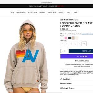 AVIATOR NATION LOGO HOODIE SAND NWOT/ NEVER WORN